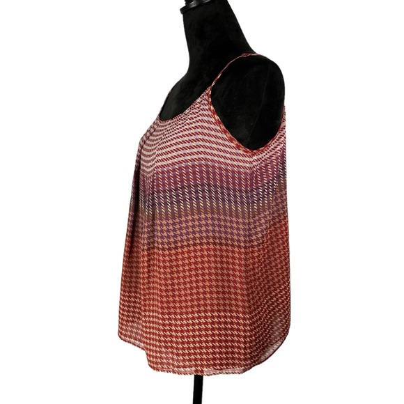 Cabi Plaid Tank Top Red Purple Wine Sleeveless Shell Blouse Houndstooth - Picture 6 of 13